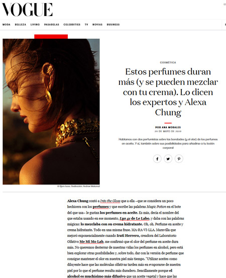 Article en ligne publié par Vogue.es, Mai 2019